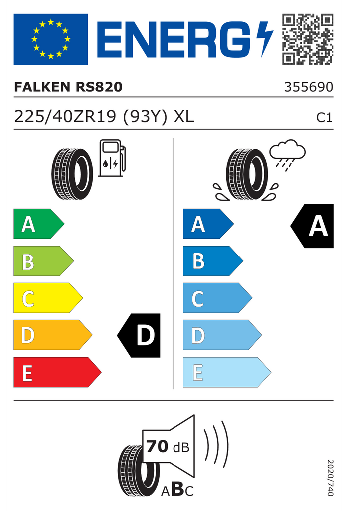 225/40R19 93Y XL Falken RS820