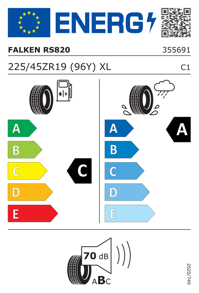 225/45R19 96Y XL Falken RS820