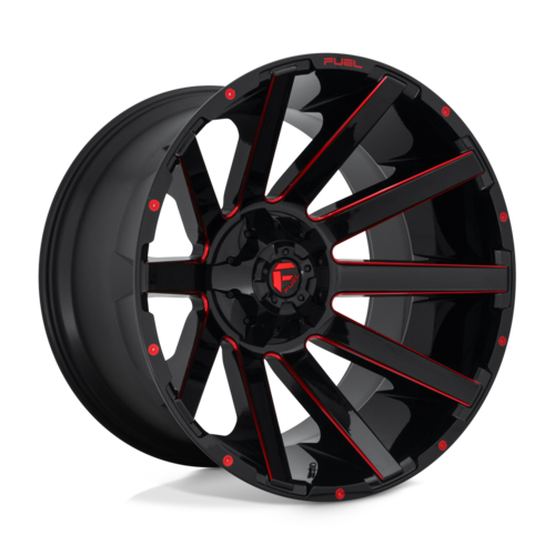 Fuel 1PC D643 Contra Gloss Black Red Tinted Clear 24x12 4X4