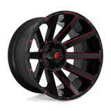 Fuel 1PC D643 Contra Gloss Black Red Tinted Clear 24x12 4X4