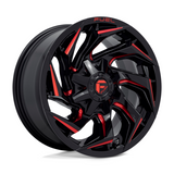 Fuel 1PC D755 Reaction Gloss Black Milled Red Tint 22x12 4X4