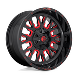 Fuel 1PC D612 Stroke Gloss Black Red Tinted Clear 22x10 4X4