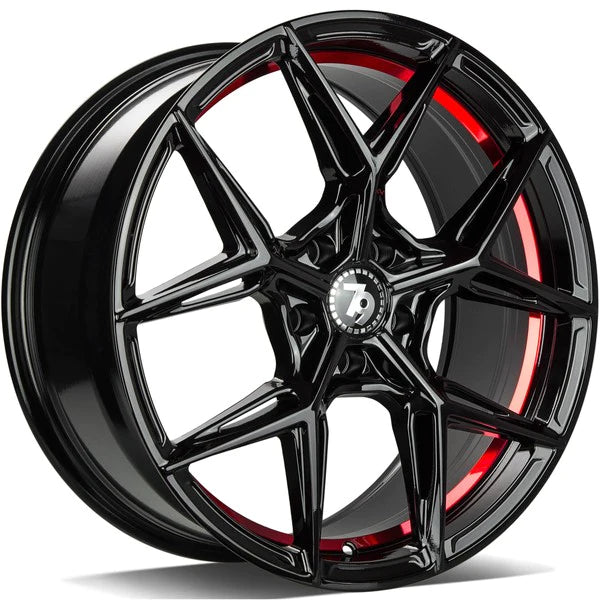 79Wheels SCF-B GLOSS BLACK RED BARELL 18*8