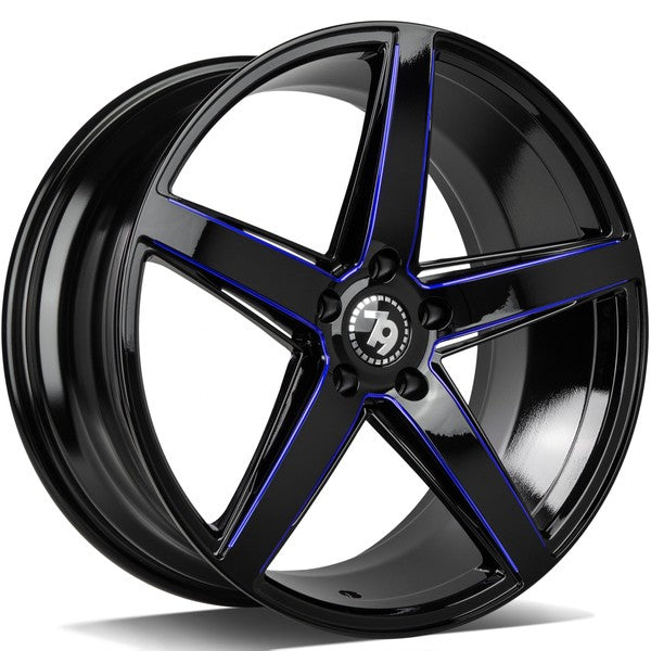 79Wheels SV-N GLOSS BLACK BLUE MILL 19*8.5