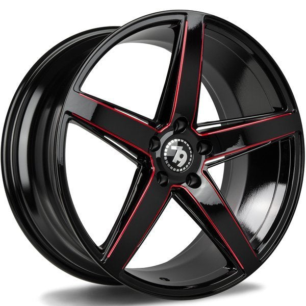 79Wheels SV-N GLOSS BLACK RED MILL 18*8